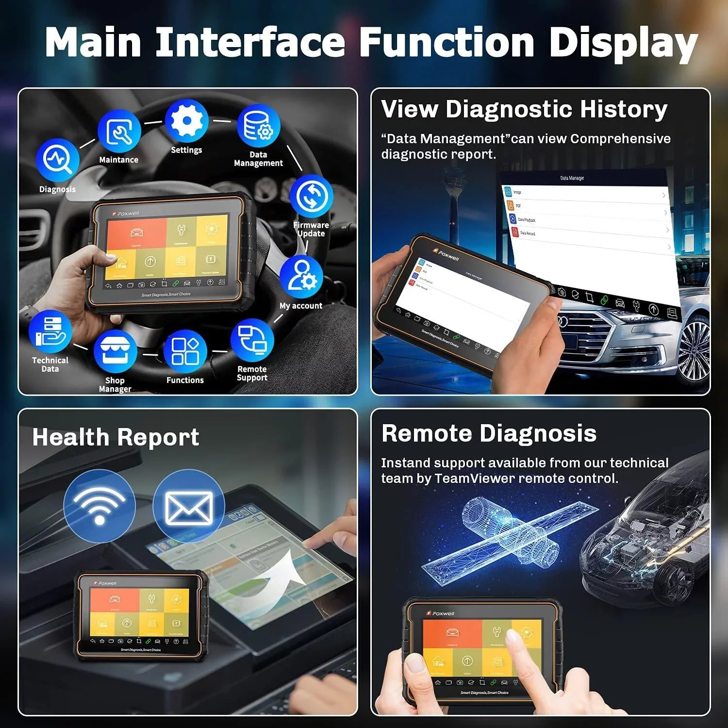 Foxwell GT60 Bluetooth Automotive Bidirectional Diagnostic Scan Tool Car All Systems OBD2 Scanner Code Reader 24 Reset Maintenance Services ABS Bleeding Vehicle Analyzer Auto Vin 2 Year Free Update