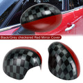 Black/Grey checkered Red Mirror Shield for MINI Cooper Hardtop F55 F56