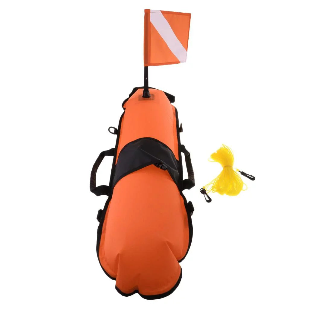 Scuba Diving Safety Float Buoy with Diver Flag, D-, Oral Inflator , 20m High Visible Snorkeling, Spearfishing, Freediving