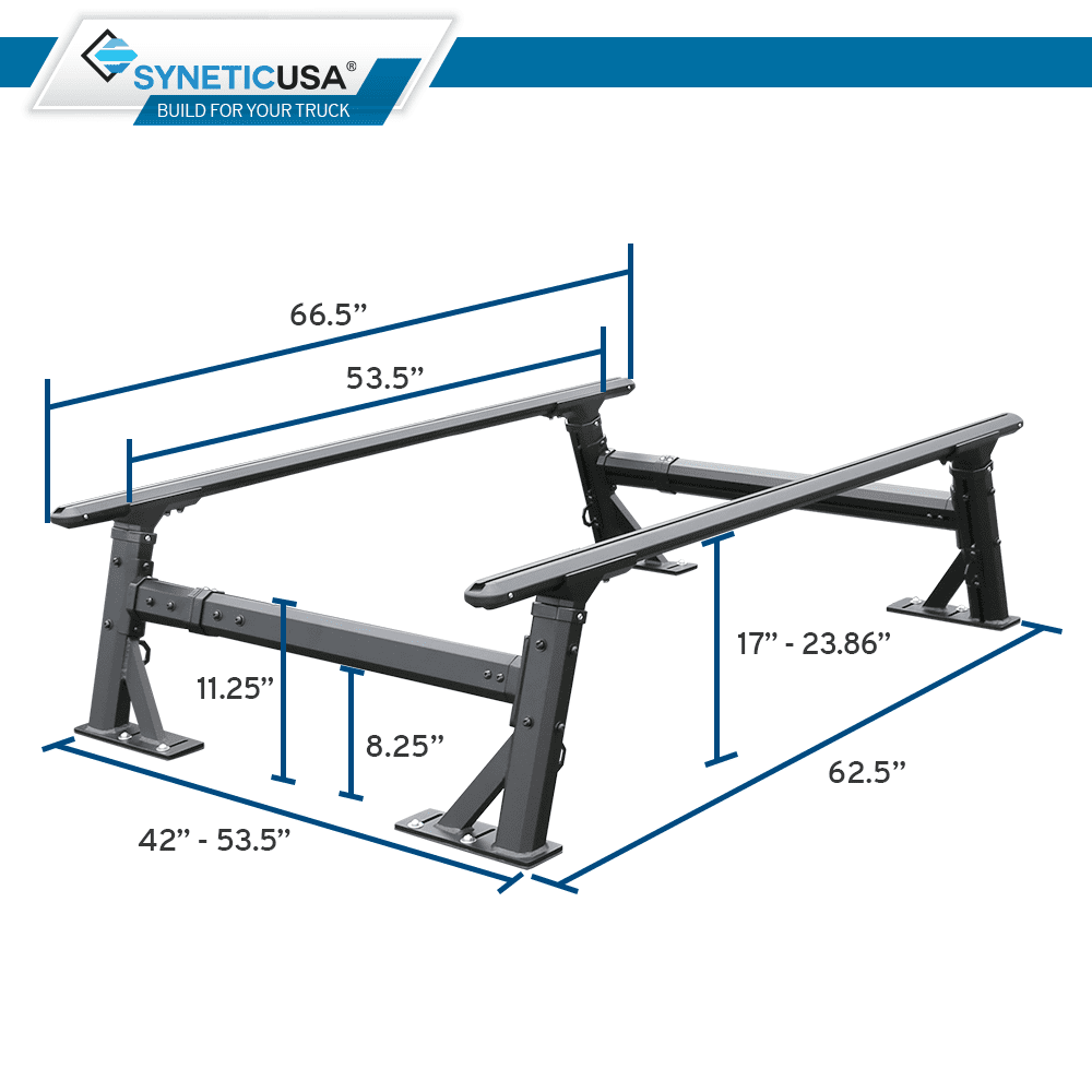 Syneticusa Overhaul HD Adjustable Height Heavy Duty Truck Bed Ladder Rack