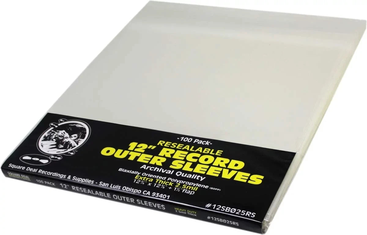 (1000) 12 Vinyl Record Outer Sleeves Extra Thick Resealable - Super Clear, Archival Grade - Premium 2.5 mil Thick - #12SB025RS