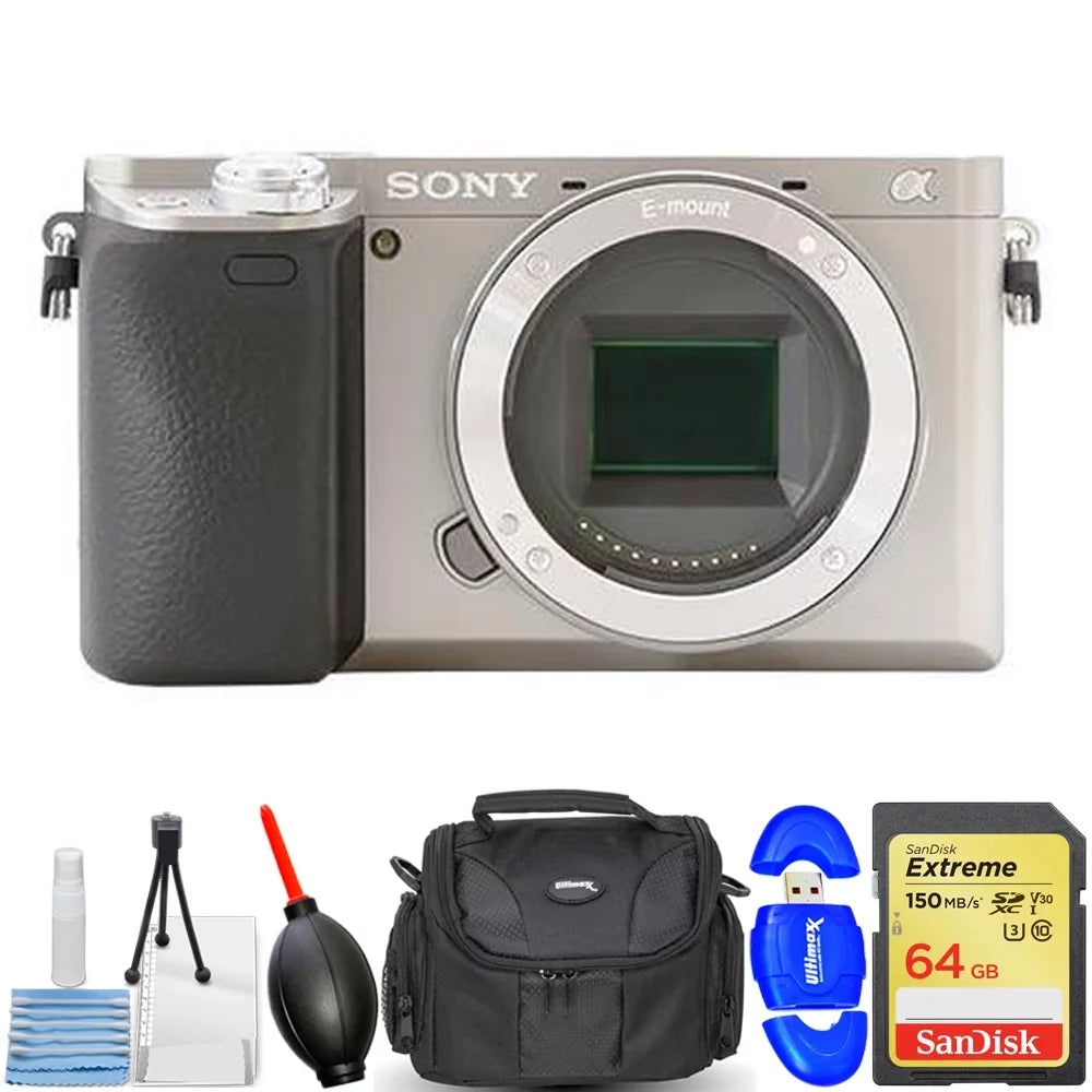 Sony Alpha a6400 Mirrorless Digital Camera (Body Only Silver) - 7PC Accessory Kit
