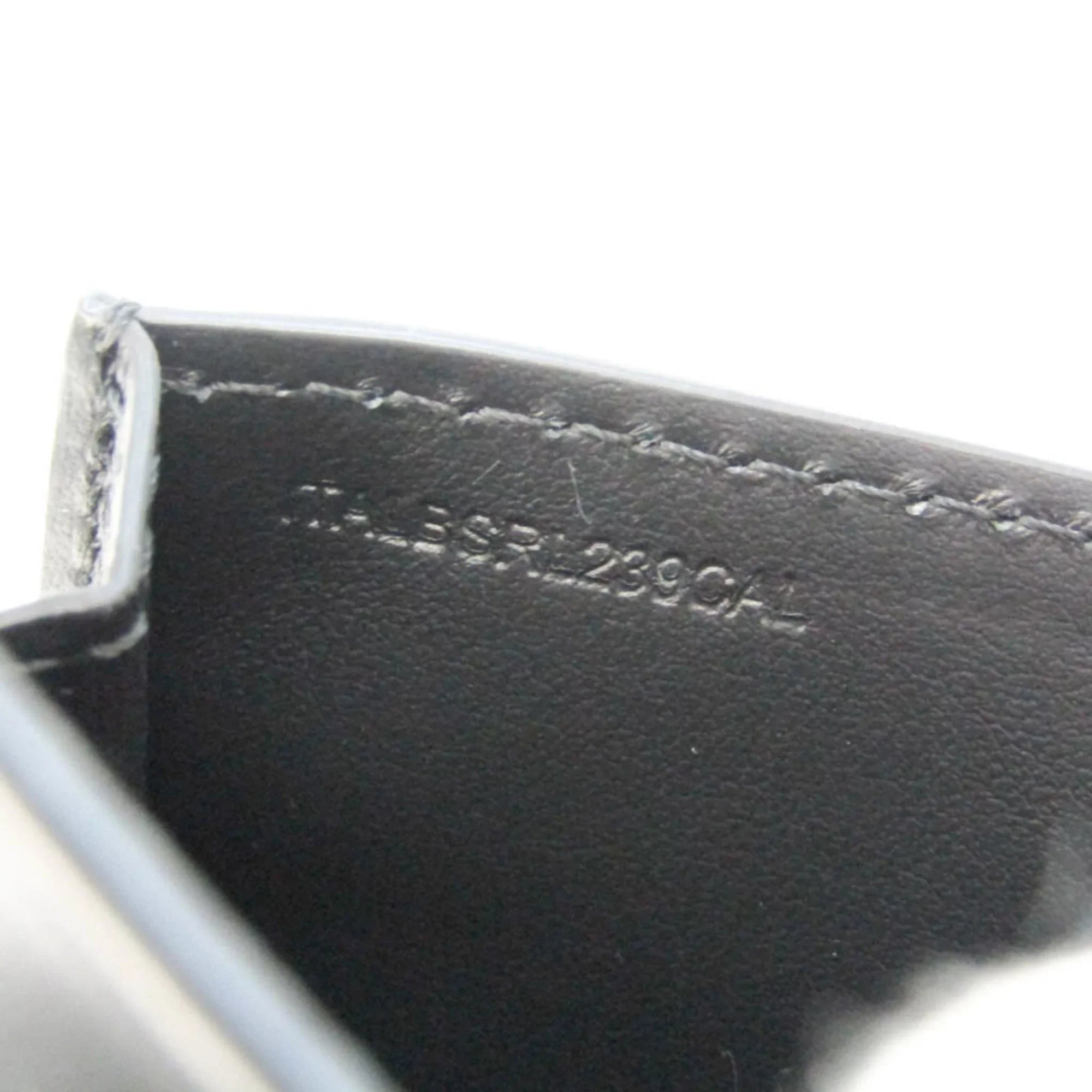 Pre-Owned Burberry Chain Coin Case 8011333 Leather Card Case Black (Good)