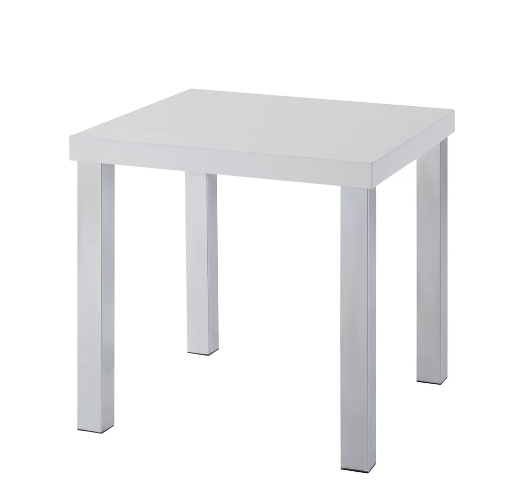 ACME Harta End Table, White High Gloss & Chrome 82332
