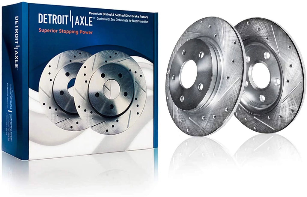Detroit Axle - Brake Kit for 2012-2017 Toyota Camry 2013-2018 Avalon Lexus ES350 ES300h Drilled & Slotted Disc Brake Rotors 2014 2015 2016 Ceramic Brakes Pads Front & Rear Replacement