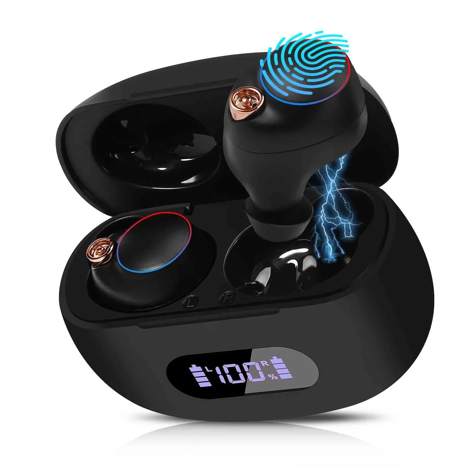 UrbanX True Wireless Bluetooth Earbuds + Charging Case, Black, Dual Connect, IPX5 Water Resistance, Bluetooth 5.2 Connection, Balanced, Bass Boost Matching with Lenovo Tab P11 Gen 2