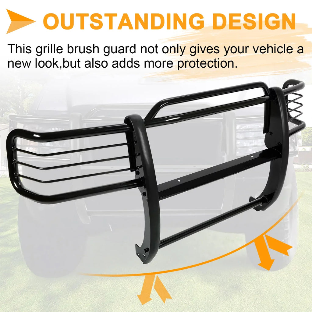 HECASA Front Grille Brush Guard Grill for Ford Ranger Mazda B4000 Pickup Truck 2001 02 03 04 05 06 07 08 09 10 11 2012 Powder Coated Black Steel