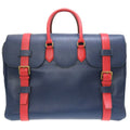 Pre-Owned Hermes Drag Voyage 48 Ardennes Blue Roy Rouge Vif Bicolor 〇Z Engraved Boston Bag Red (Fair)
