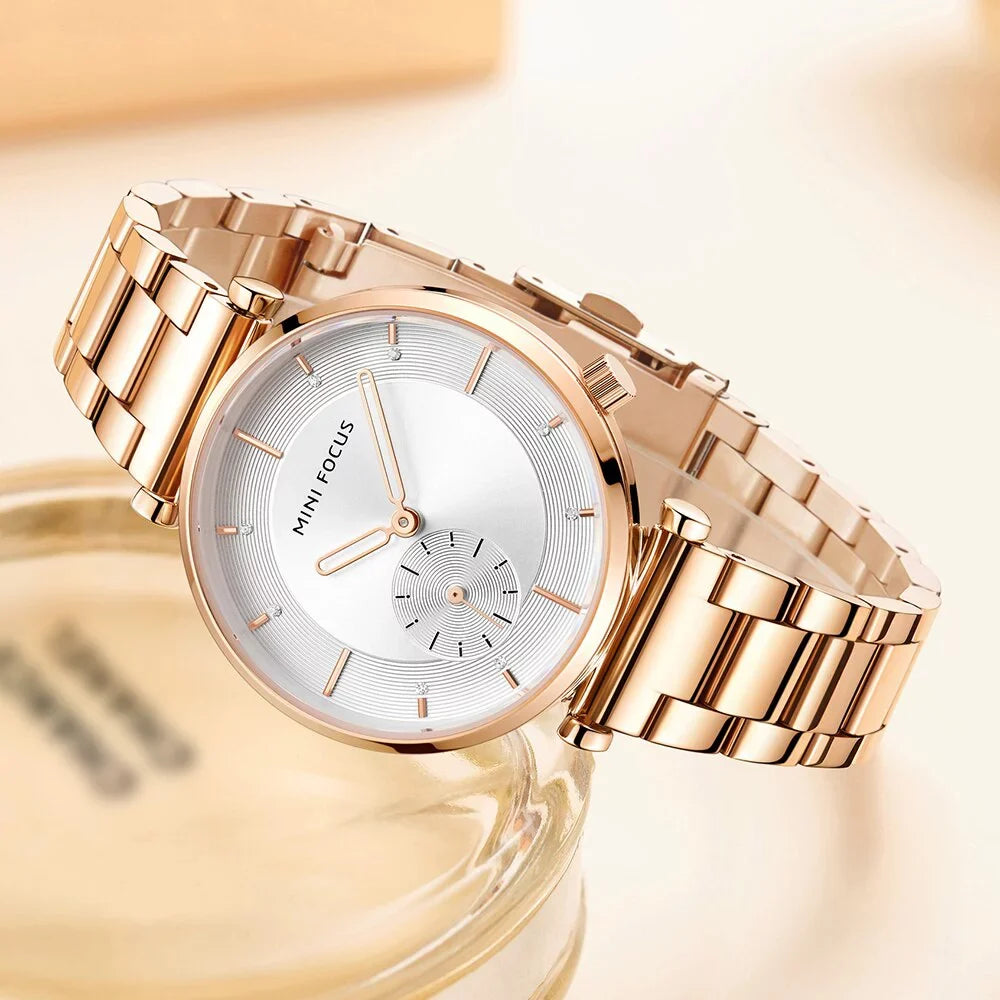 MINI FOCUS Women Watches Brand Luxury Fashion Ladies Watch 30M Waterproof Reloj Mujer Relogio Feminino Rose Gold Stainless Steel