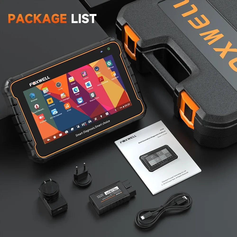 Foxwell GT60 Bluetooth Automotive Bidirectional Diagnostic Scan Tool Car All Systems OBD2 Scanner Code Reader 24 Reset Maintenance Services ABS Bleeding Vehicle Analyzer Auto Vin 2 Year Free Update