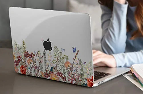 Dongke for MacBook Air 13 Inch Case 2020 2019 2018 Release Model: A2337 M1/A2179/A1932, Crystal Clear Hard Shell Shield for MacBook Air 13" with Retina Display & Touch ID - Floral Illustration