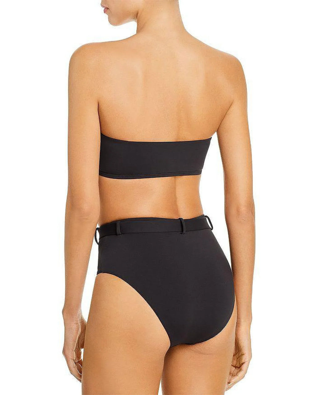 Aqua BLACK Belted High-Waist Bikini Swim Bottom, US Large
