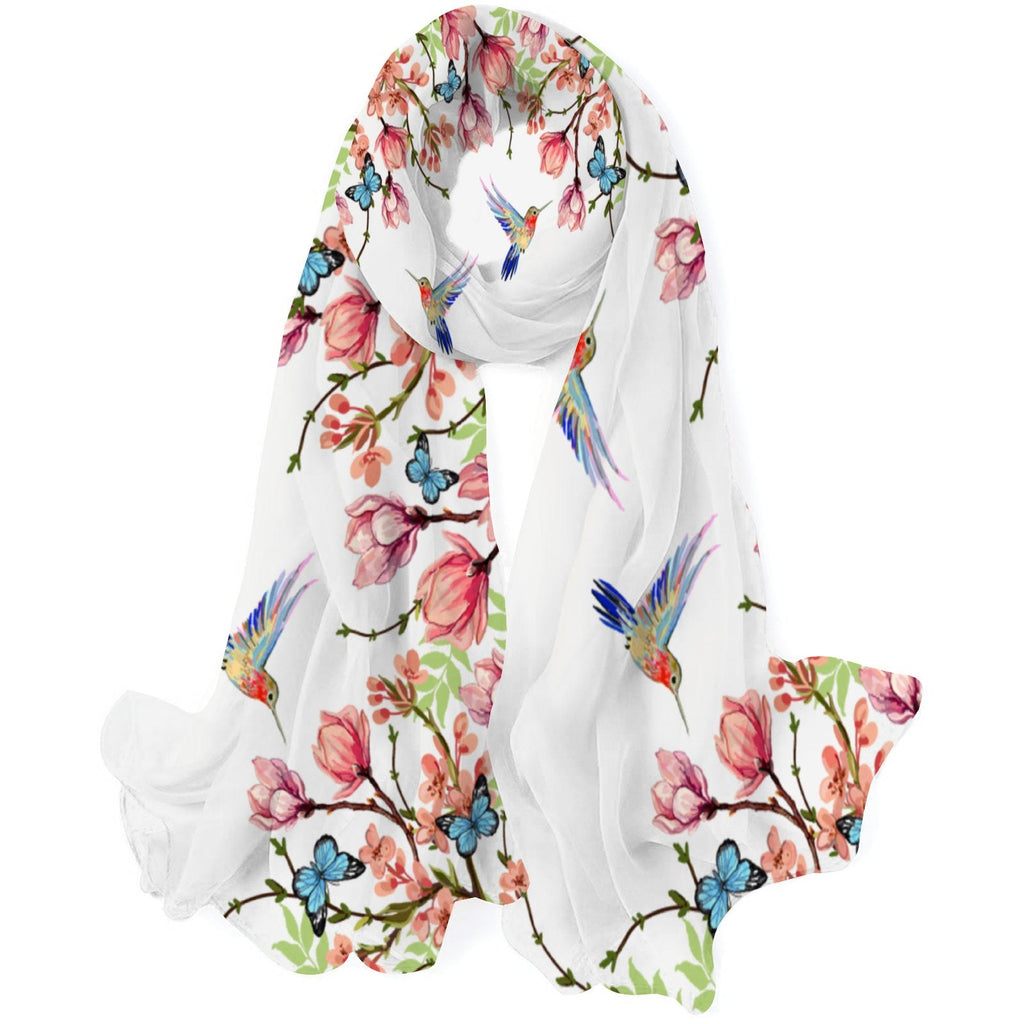 FREEAMG Beautiful Floral Silk Long Scarf for Women Large Oblong Sunscreen Shawls Wraps Neck Headscarf Hair Wraps Gift Packed