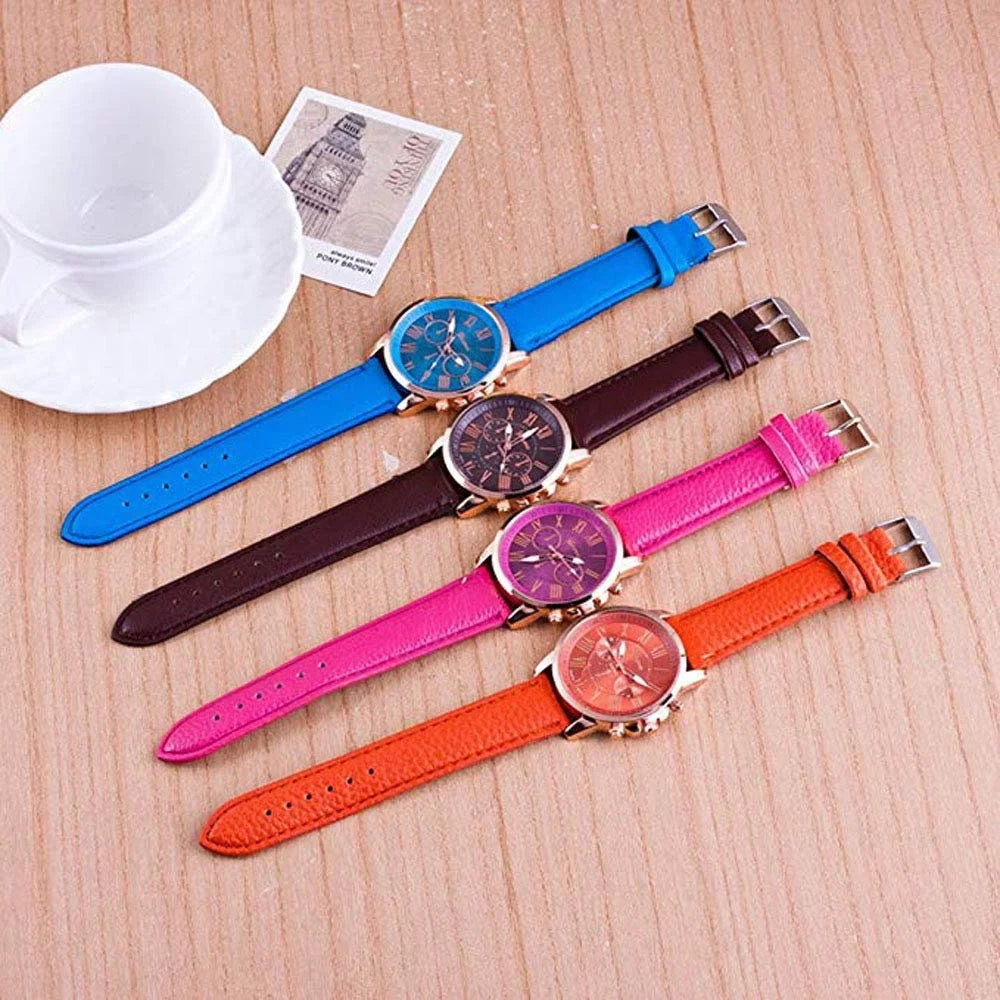 Weicam Wholesale Watches 10 Pack Fashion Ladies Women PU Leather Assorted Wrist Watch Set Roman Numerals Analog Quartz for Men Unisex Girls