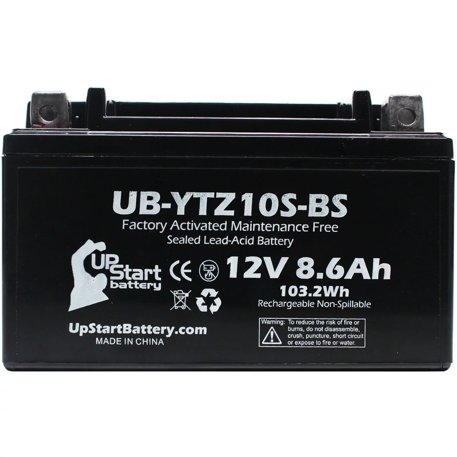 4-Pack UpStart Battery Replacement for 2011 Yamaha YZF-R1 1000CC Factory Activated, Maintenance Free, Motorcycle Battery - 12V, 8.6Ah, UB-YTZ10S-BS