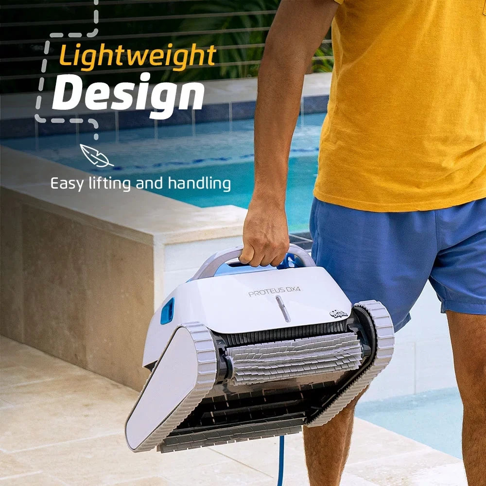 Dolphin Proteus DX4 Robotic Pool Vacuum Cleaner — Wall Climbing Capability — Powerful Waterline Scrubbing — Excellent for All Pool Types up to 50 FT in Length