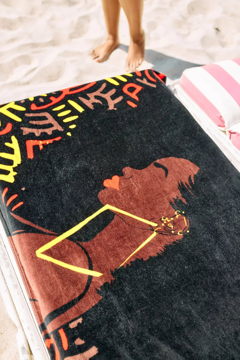 Pardon My Fro Harlem Black Large Plush Cotton Beach Towel for Women 30" x 60", 1 Piece