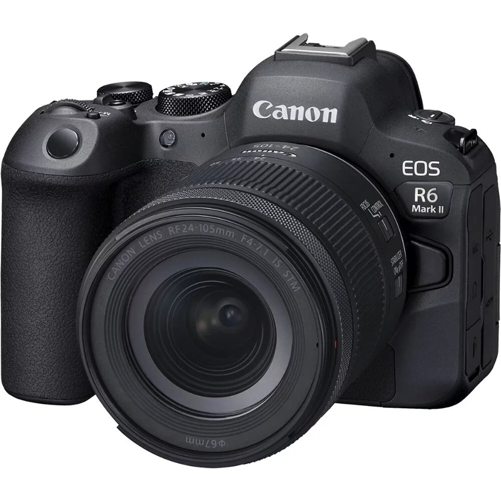 Canon EOS R6 Mark II Mirrorless Camera with 24-105mm f/4-7.1 Lens (5666C018) + 64GB Memory Card + Case + Corel Photo Software + 2 x LPE6 Battery + External Charger + Card Reader + LED Light + More