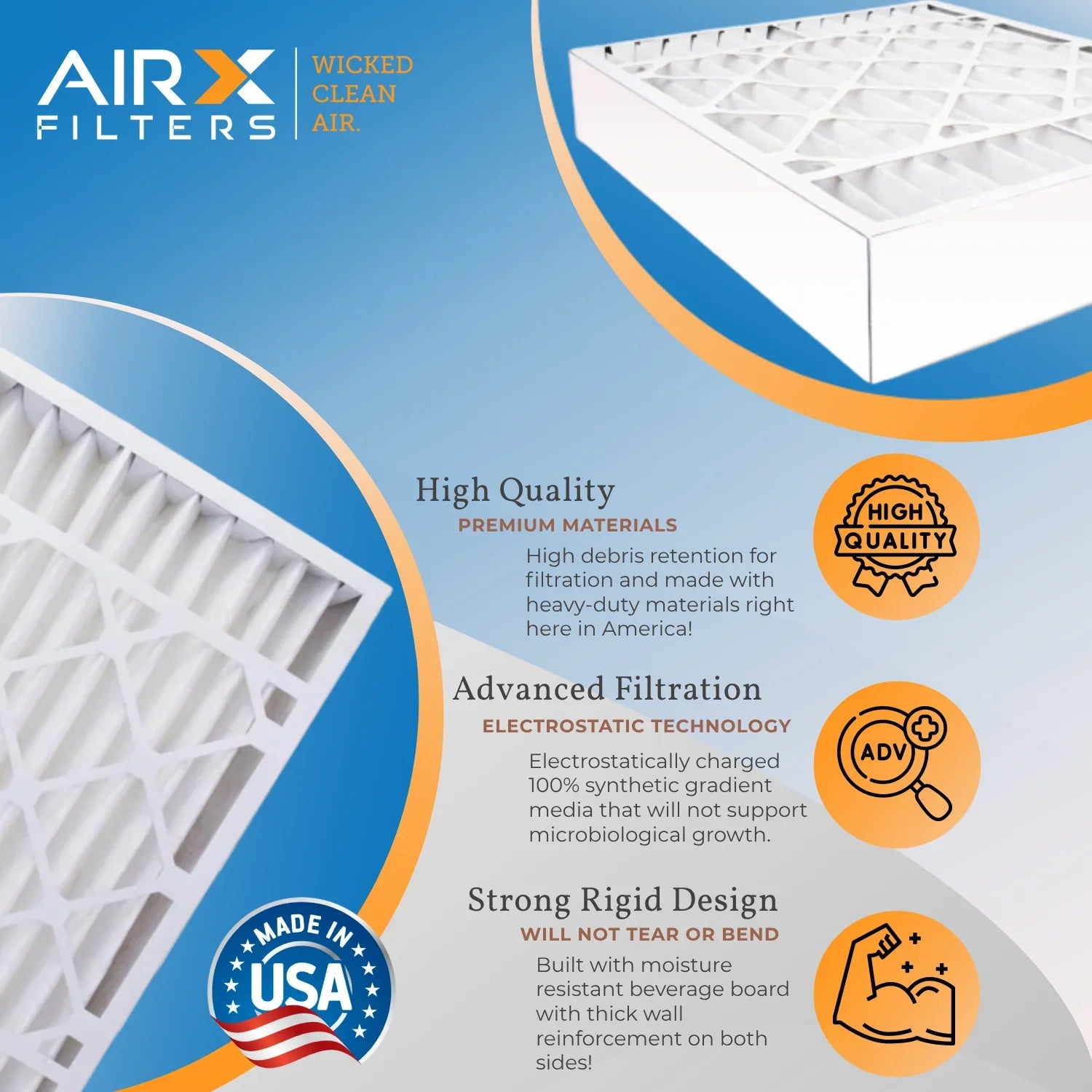 16x28x6 Air Filter MERV 8 Comparable to MPR 700 & FPR 5 Suitable with Aprilaire 401 Premium USA Made 16x28x6 Furnace Filter 1 Single Filter by AIRX FILTERS WICKED CLEAN AIR.
