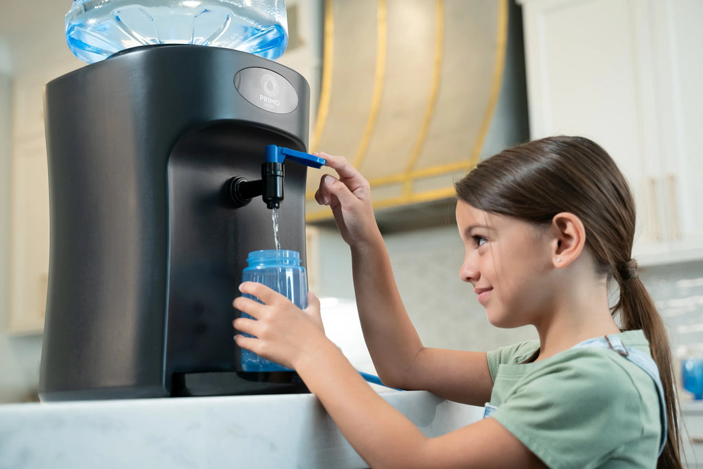 Primo Countertop Water Dispenser Top Loading, Room Temperature, Black, 3 or 5 Gallon