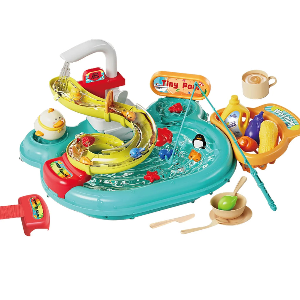 Nebublu Furnishing articles,Play A Slide 22pcs Kitchen 180°Rotatable Dishwasher Pretend Role Pretend Play Role Play Kitchen Pretend 2-in-1 Kitchen Slide 22pcs Kitchen Sink 2-in-1 Toddler Sink Arealer