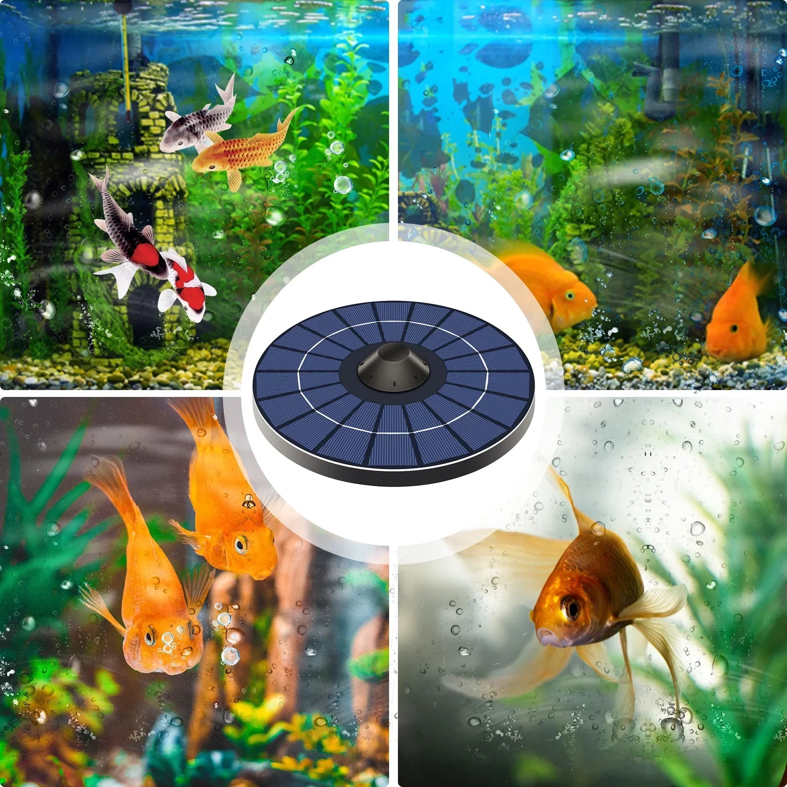 Mixfeer Solar Pond Aerator Oxygen Pump With Air Hose and Bubble Stone Water Pond Aerator Fish Oxygenator for Birdbath Fountain Small Pond Water Circulation