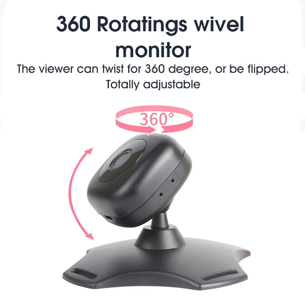 Anself Wireless Baby Car Mirror Camera with 360° Rotation and Night Vision - USB Powered