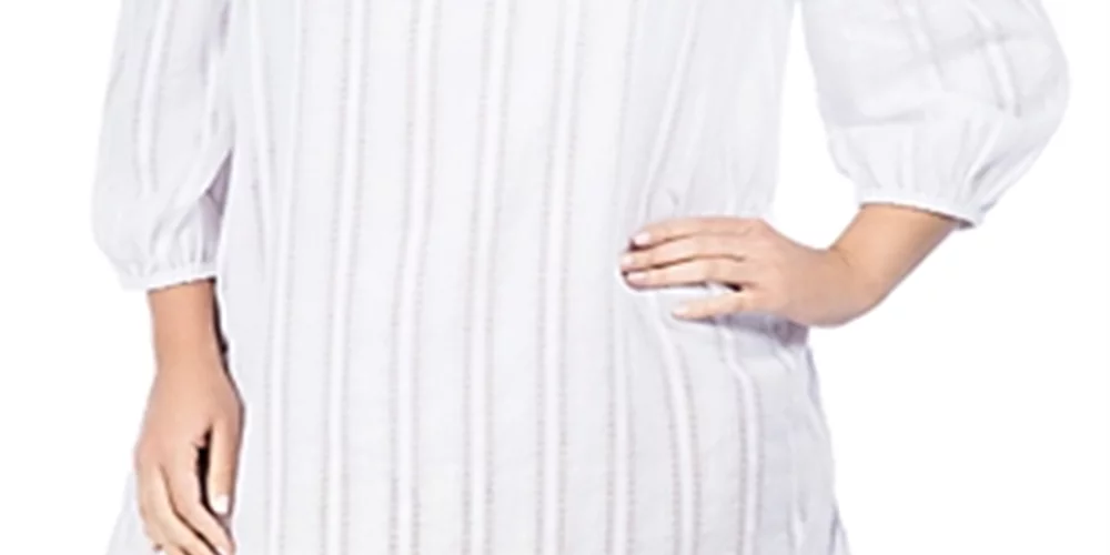 Ralph Lauren Women's Plus Smocked Coating Swim up Tunic White Size 1X