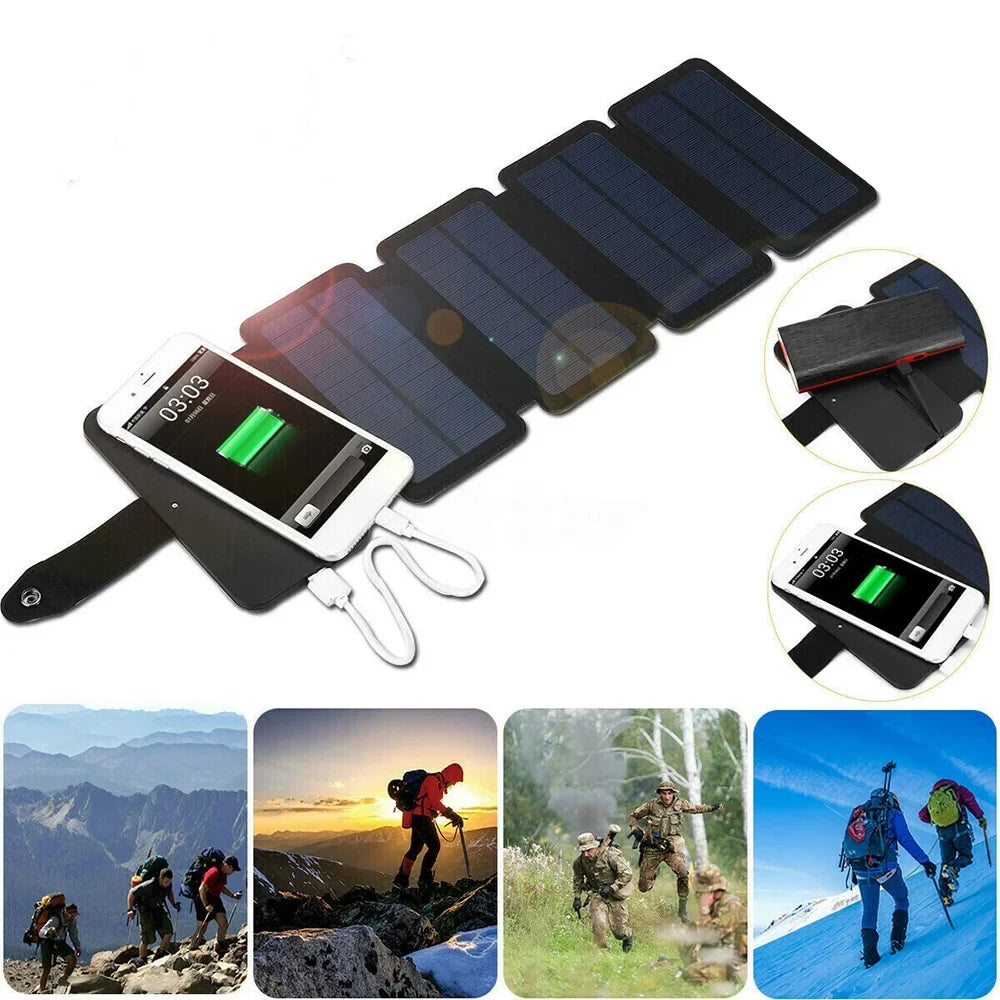 Jahy2Tech 4-Panel 7.2W Portable Solar Charger Power Bank Wireless Phone Charger Matching with iPhone, Android
