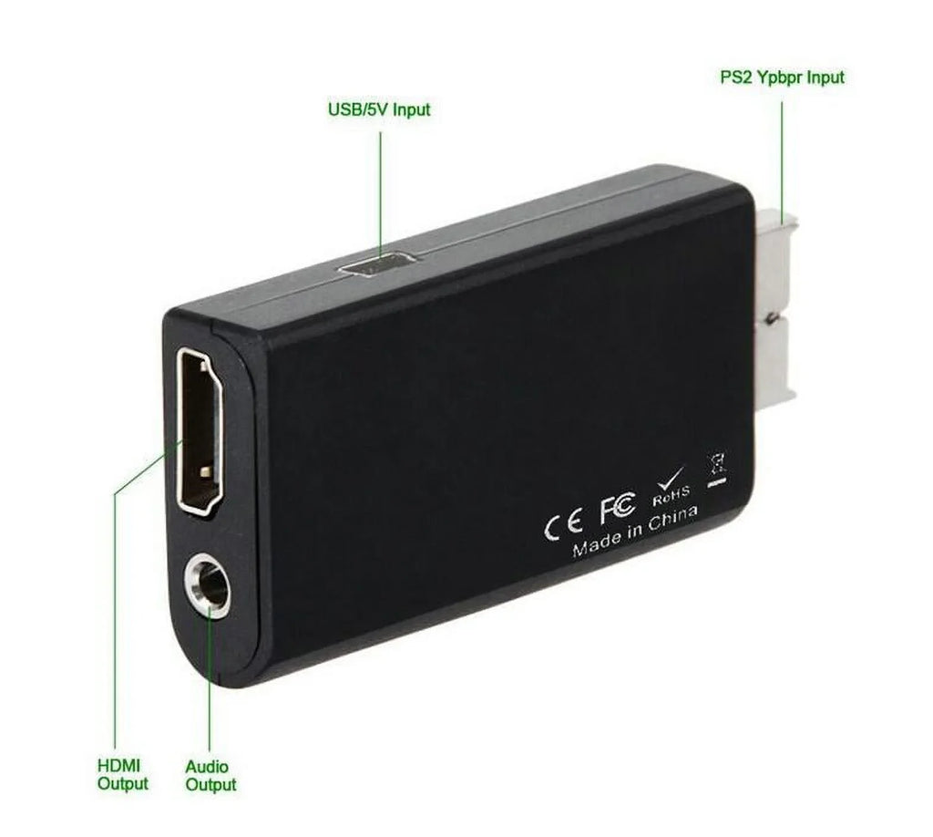 5-Packs PS2 to HDMI Converter Adapter HDMI HD Video Audio Output + USB Power Cable