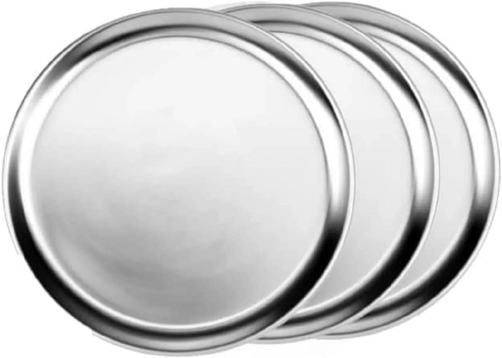 TrueCraftware- Set of 3 Aluminum 16” Pizza Tray Pan Wide Rim- Bakeware Round Pizza Pan Pizza Tray Baking Tray Round Baking Tray for Home Kitchen Pizzeria & Restaurants