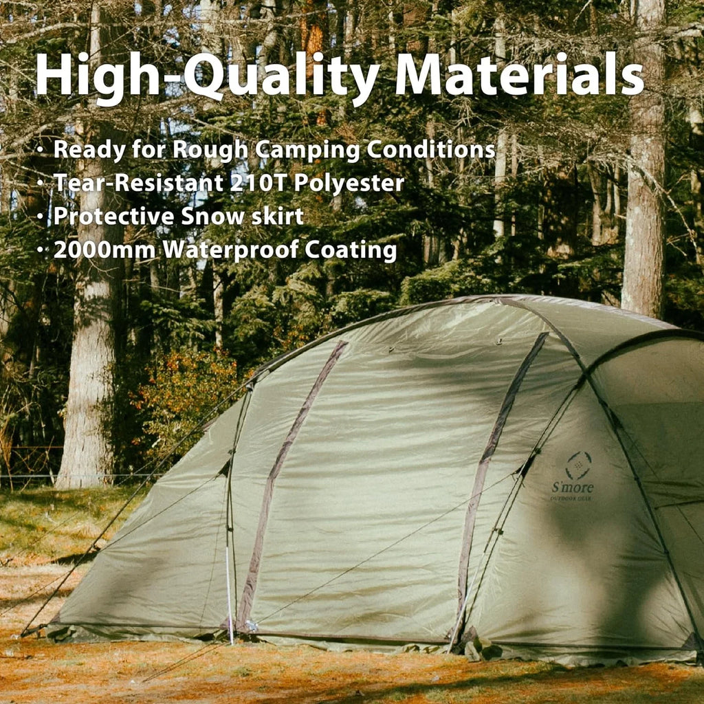 YANPO Glamping Tent with Porch, 2/3/4/5/6 Person Resilient Environment Camping Tent, Large Family Tent with Room Divider, Easy Setup Tent with Screen Room
