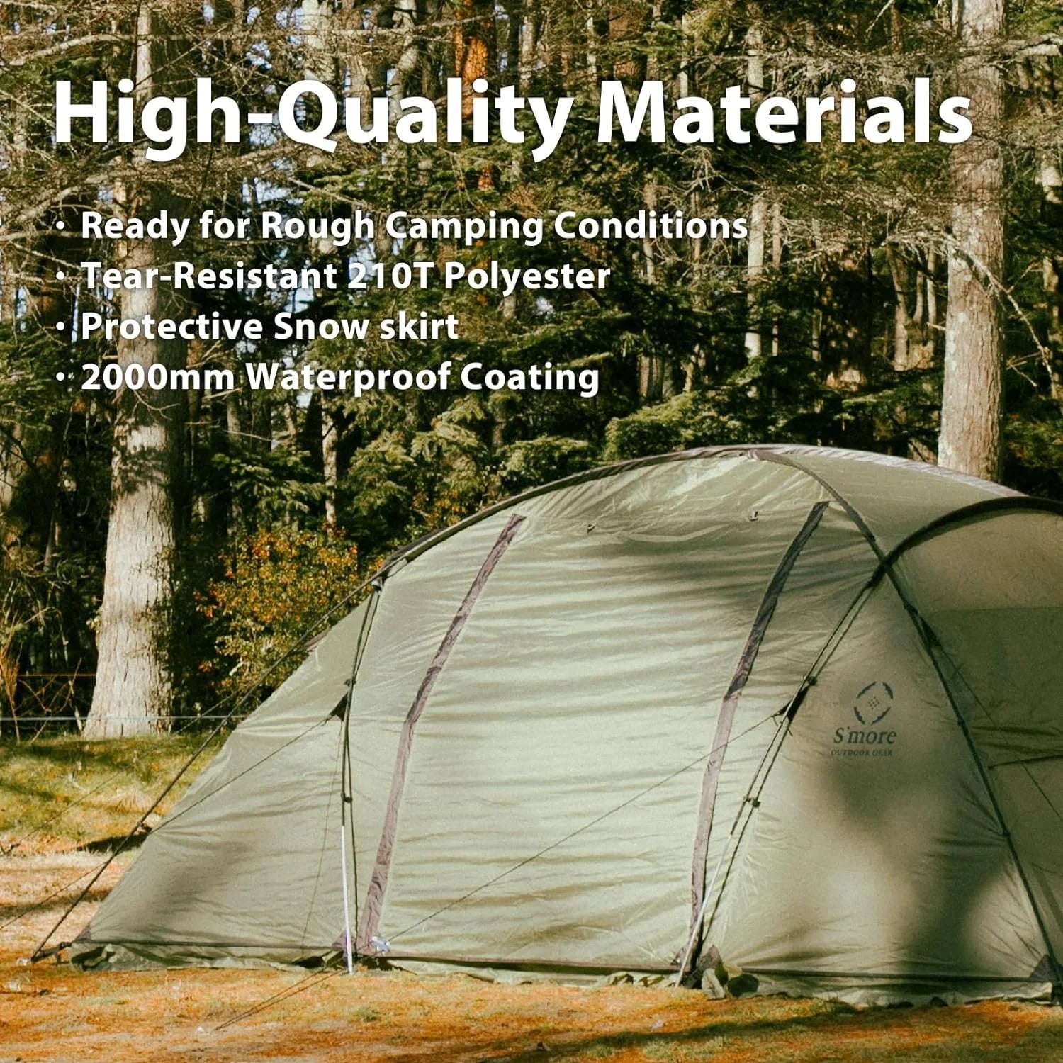 YANPO Glamping Tent with Porch, 2/3/4/5/6 Person Resilient Environment Camping Tent, Large Family Tent with Room Divider, Easy Setup Tent with Screen Room