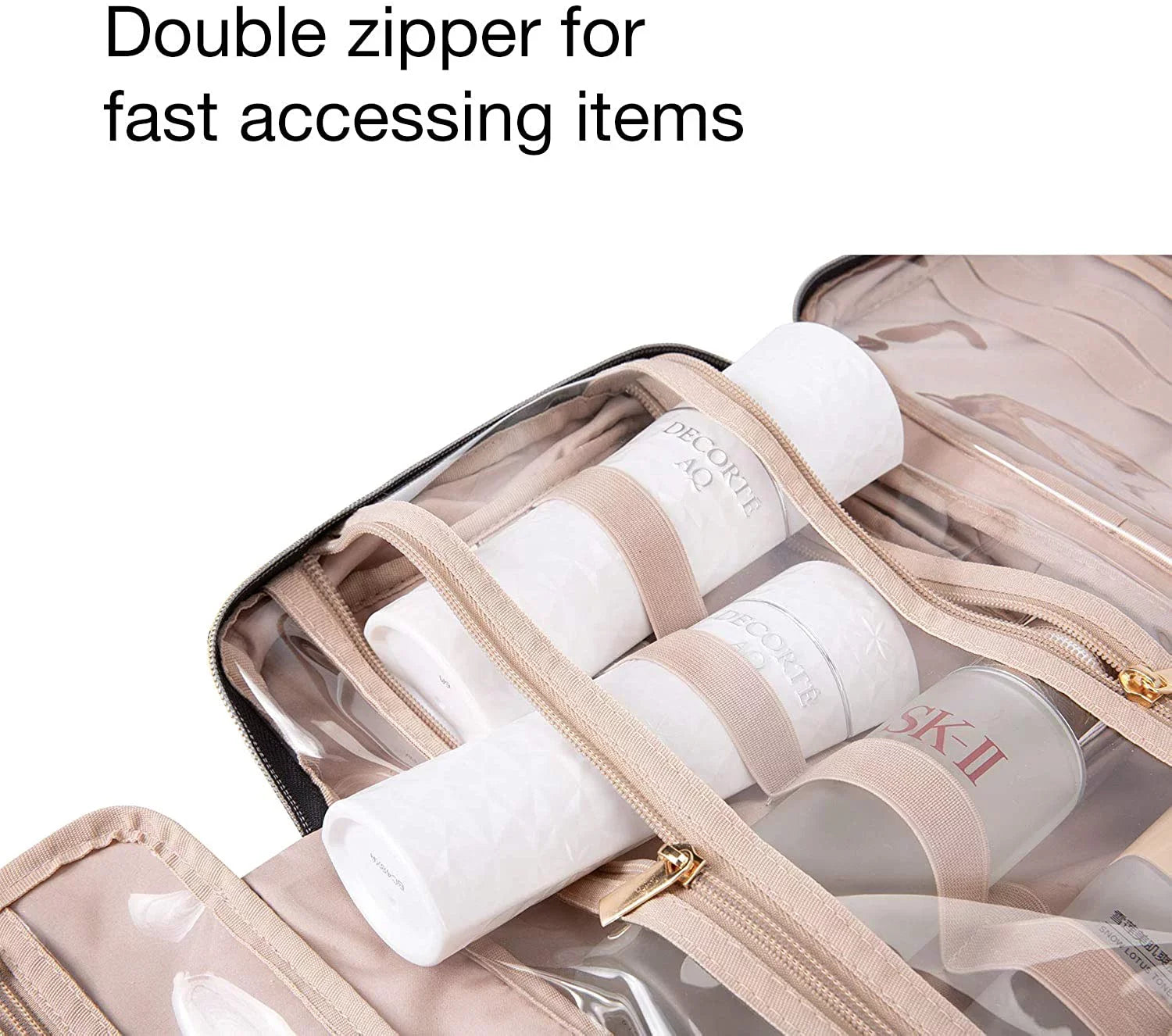 Toiletry Bag Travel Bag with Hanging Hook, Impervious Makeup Cosmetic Bag Travel Organizer for Accessories, Shampoo, Full Sized Container, Toiletries