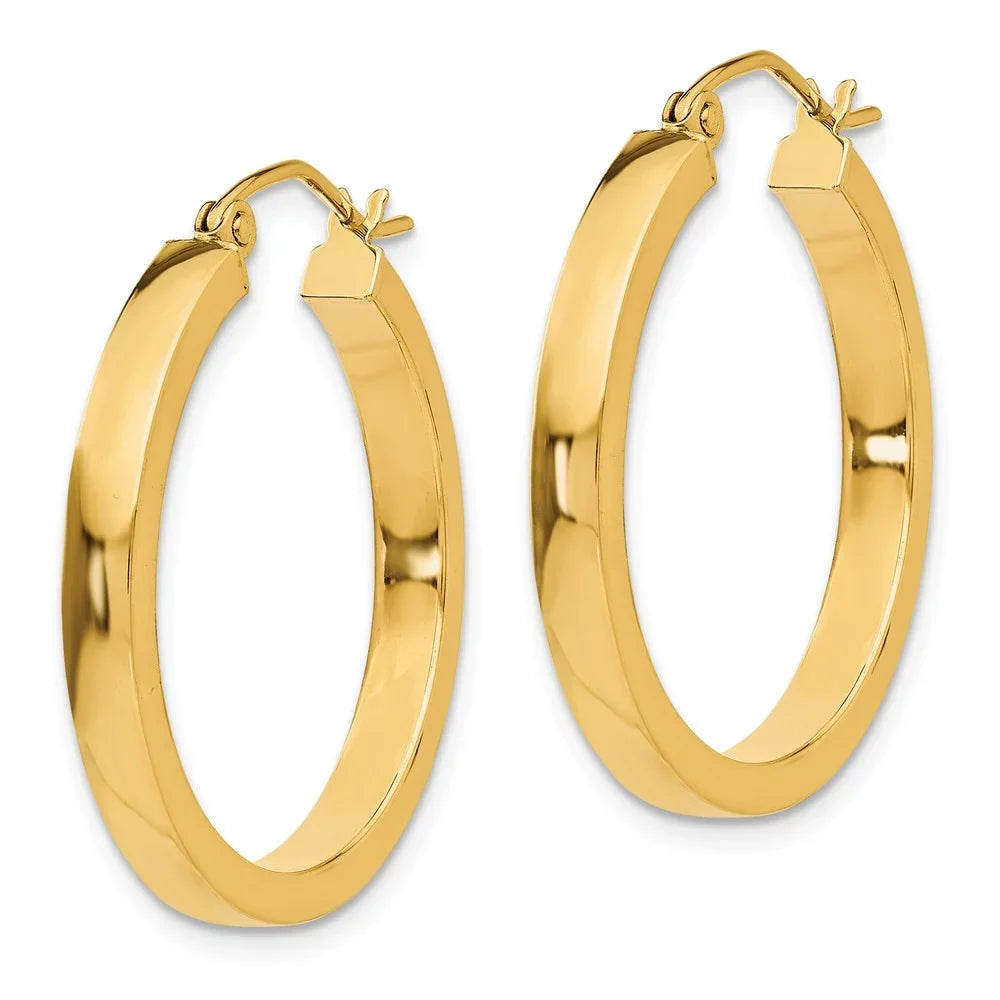 Real 14kt Yellow Gold 2x3mm Princess Square Tube Hoops; for Adults and Teens; for Women and Men