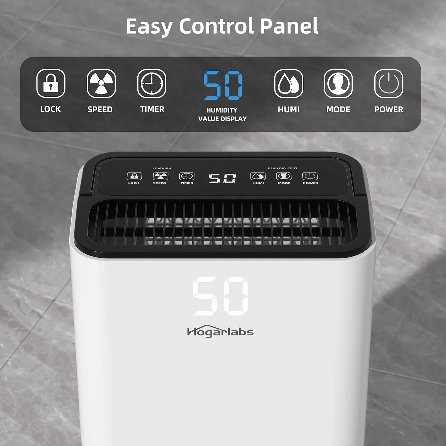 Open Box HOGARLABS 3500 Sq Ft 50 Pint Dehumidifier for Home with Drain Hose PD11C - WHITE