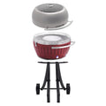 LotusGrill Smokeless Barbecue for Outdoor Dining with Glass Lid Wrap and Stand - Red