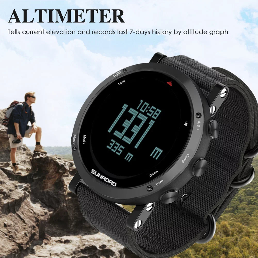 Barometer Altimeter Compass Environment Forecast Men Watch 50meters Impervious Multifunctional Outdoor Sports Watch for Mountaineering Running Trekking Camping