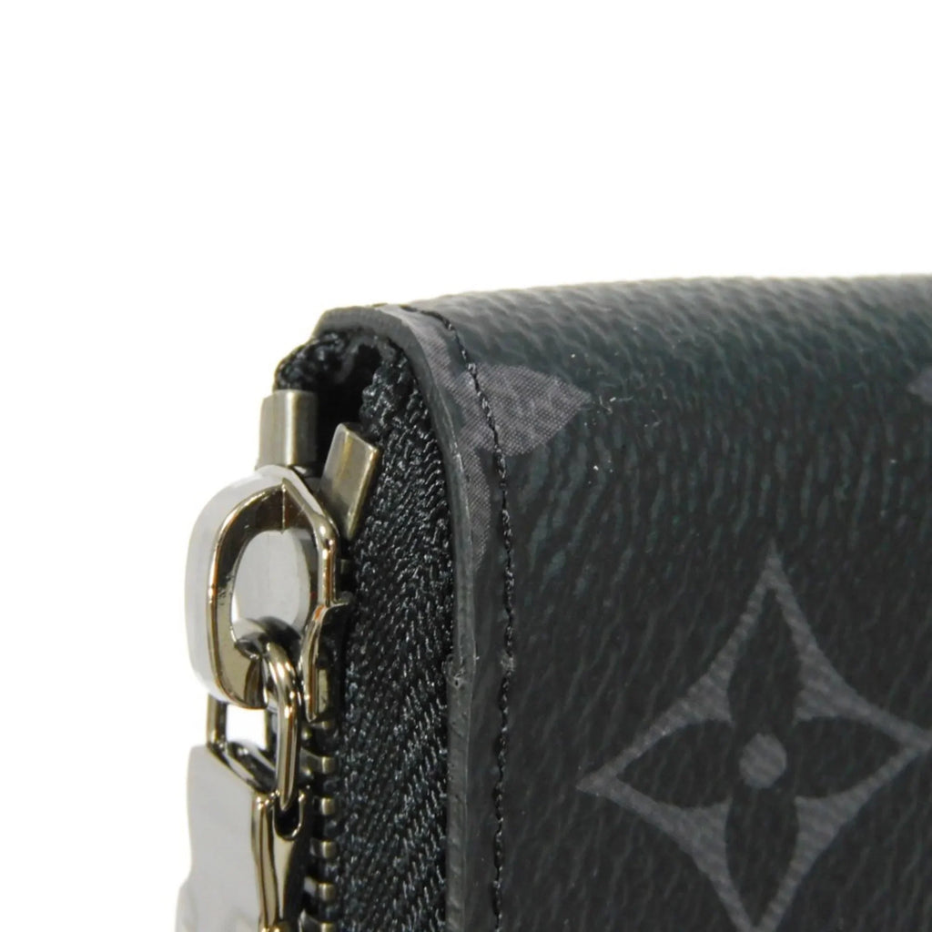 Pre-Owned LOUIS VUITTON Long Wallet Zippy Vertical LV Logo Round Zipper Monogram Eclipse Noir M62295 Men's Billfold (Good)
