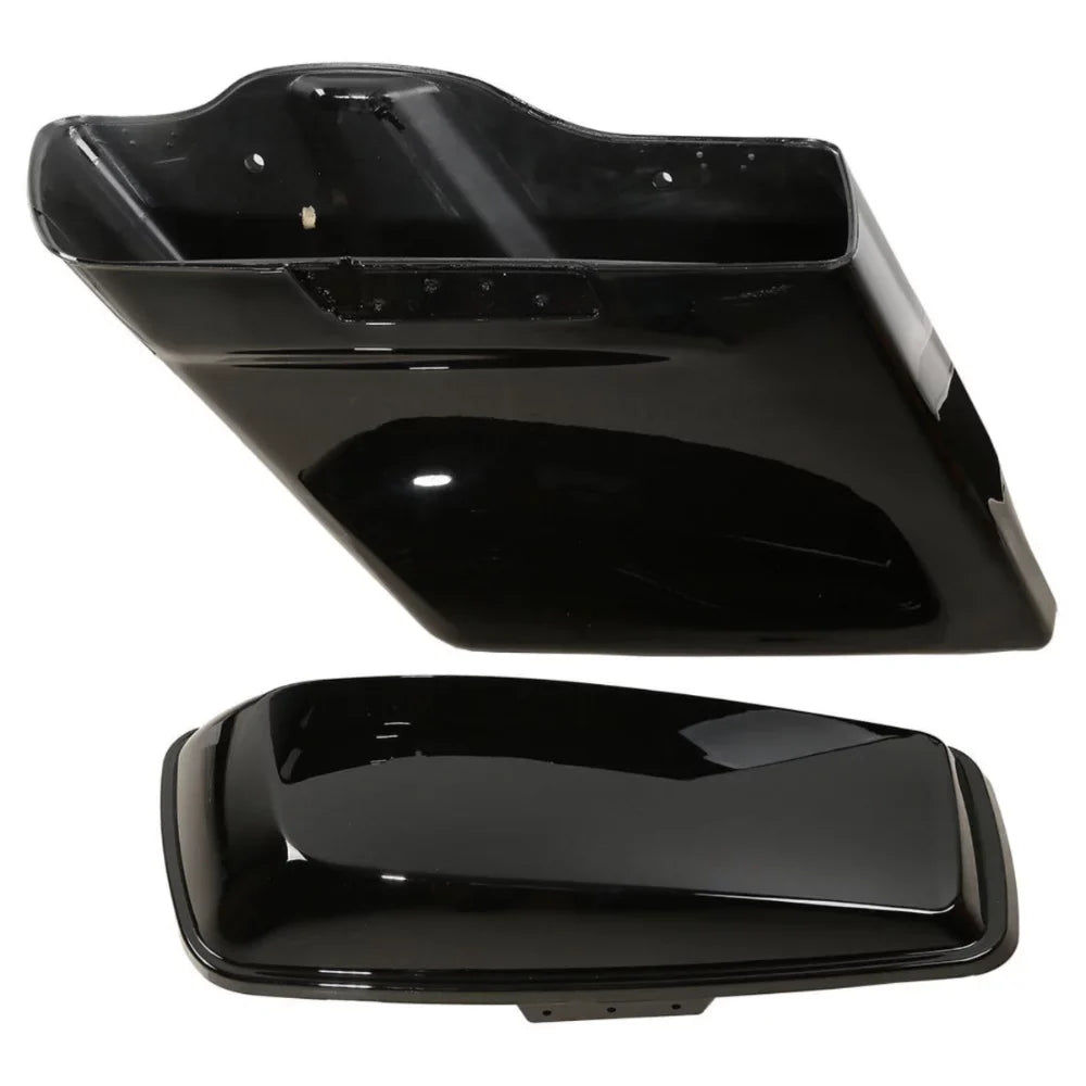 5" Glossy Black Stretched Extended Saddlebags For 2014-2022 Harley-Davidson