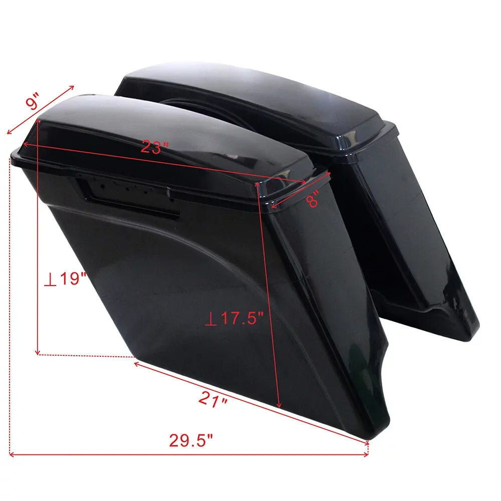 ZXMT 5" Stretched Extended Hard Saddlebags Unpainted Fit for 1993-2013 Harley Touring Models