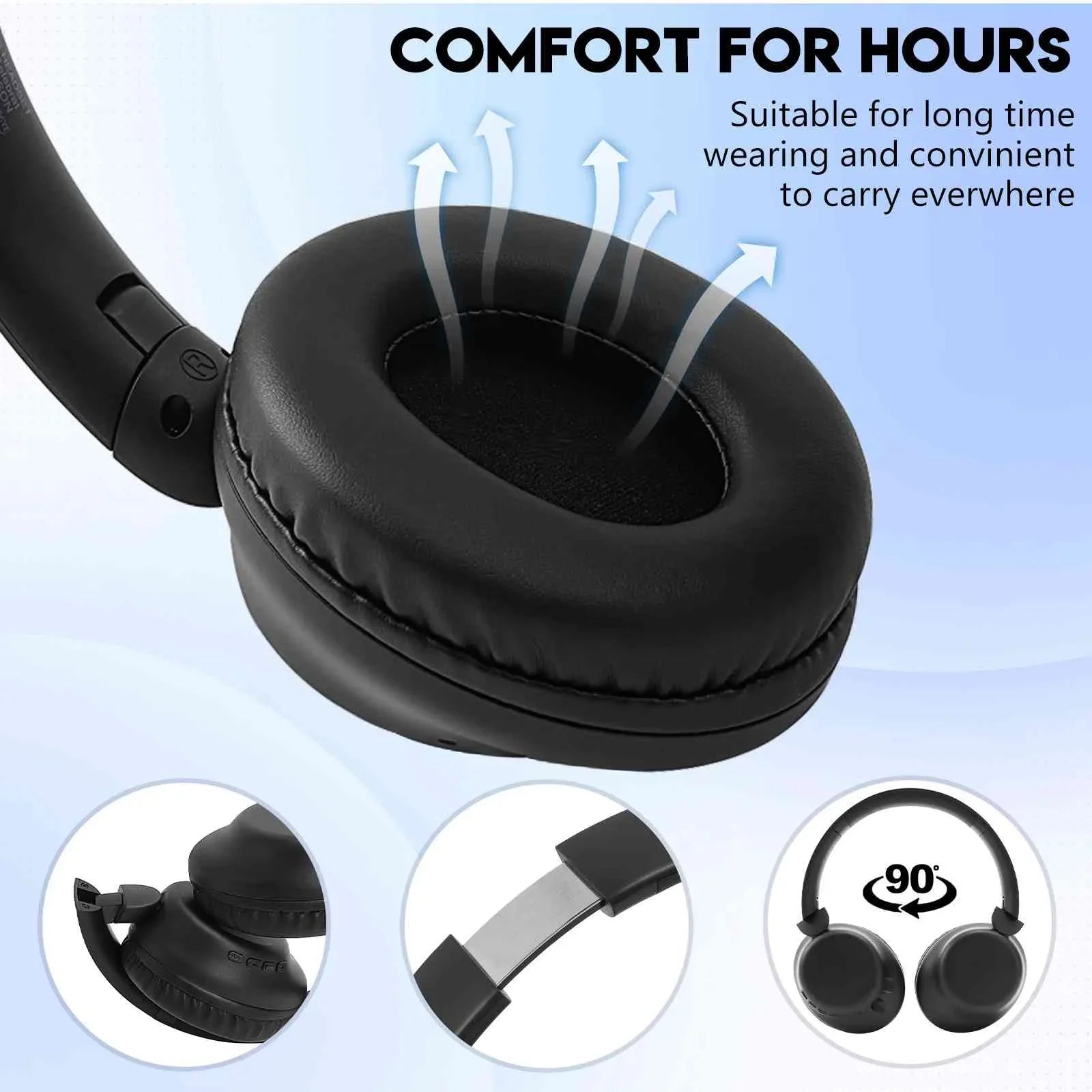 UrbanX UX35 Wireless Bluetooth Stereo Earphones with High Resolution Audio, Deep Bass, Superior Comfort Over The Ear Headphones with Mic for ZTE Axon 30 Pro 5G Phone Call Support