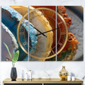 DESIGN ART Designart 'Mineral Slice XV' Large Fashion Wall Clock - 3 Panels - 36 in. wide x 28 in. high - 3 Panels