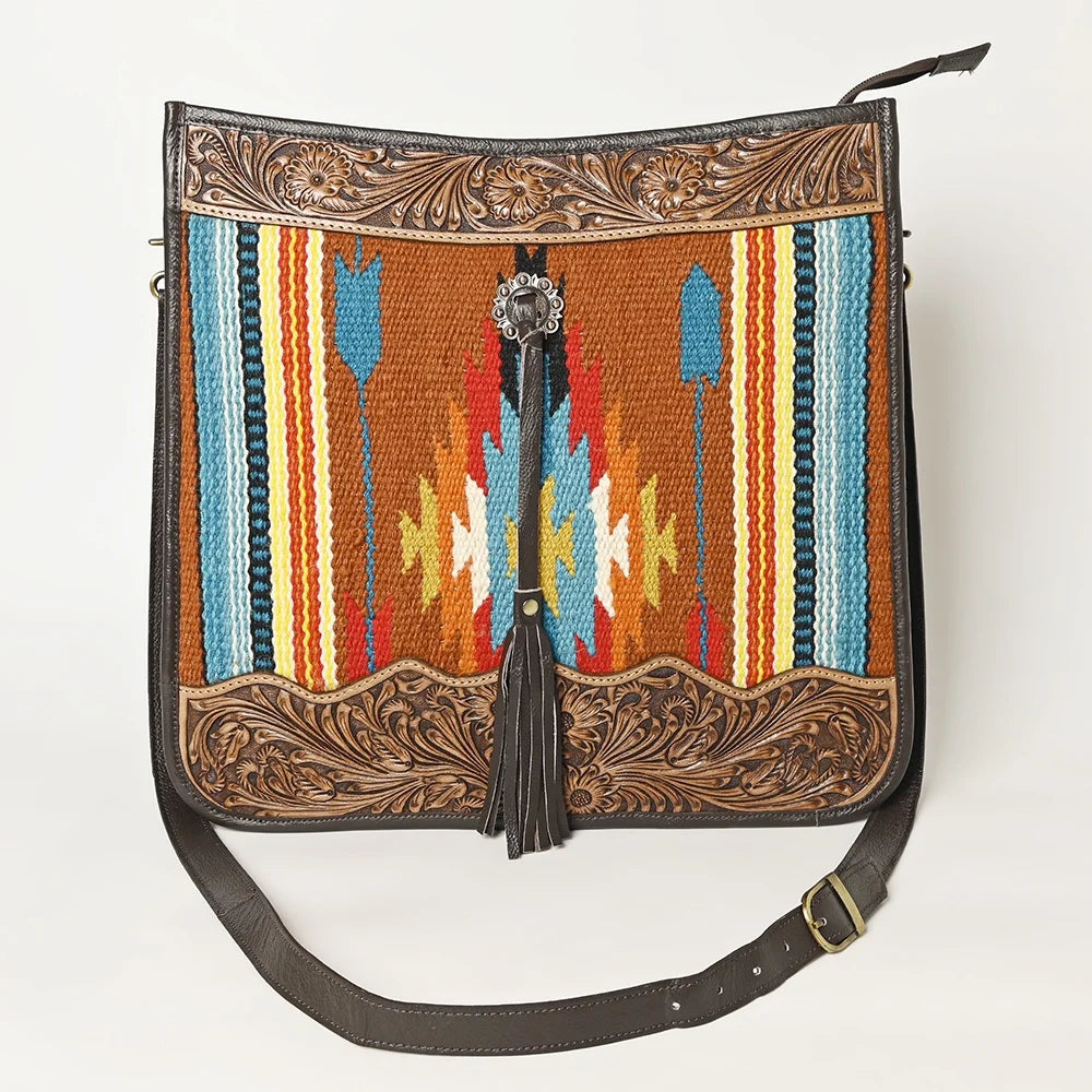 OH OHLAY OHA115 HOBO Hand Tooled Upcycled Wool Genuine Leather women bag western handbag purse