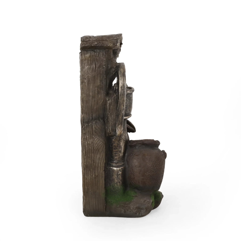 Haralson Outdoor 3 Tier Jar Fountain, Brown and Gray