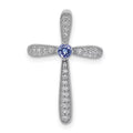 14K White Gold Diamond & Tanzanite Cross Chain Slide Pendant