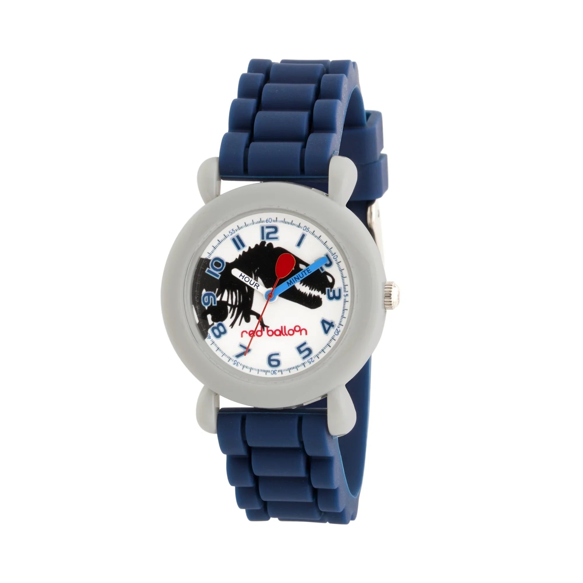 Red Balloon Boys' Grey Plastic Time Teacher Watch,Dark Blue Silicone Strap, WRB000114