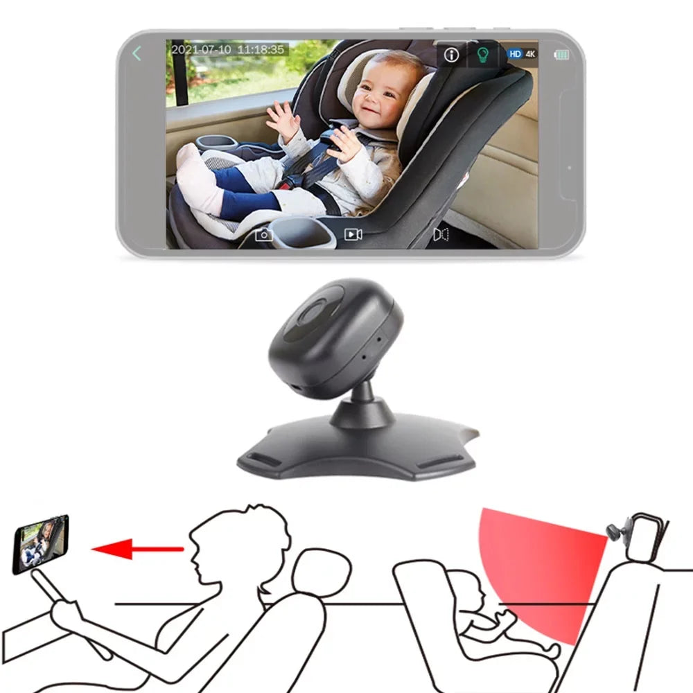 Anself Wireless Baby Car Mirror Camera with 360° Rotation and Night Vision - USB Powered