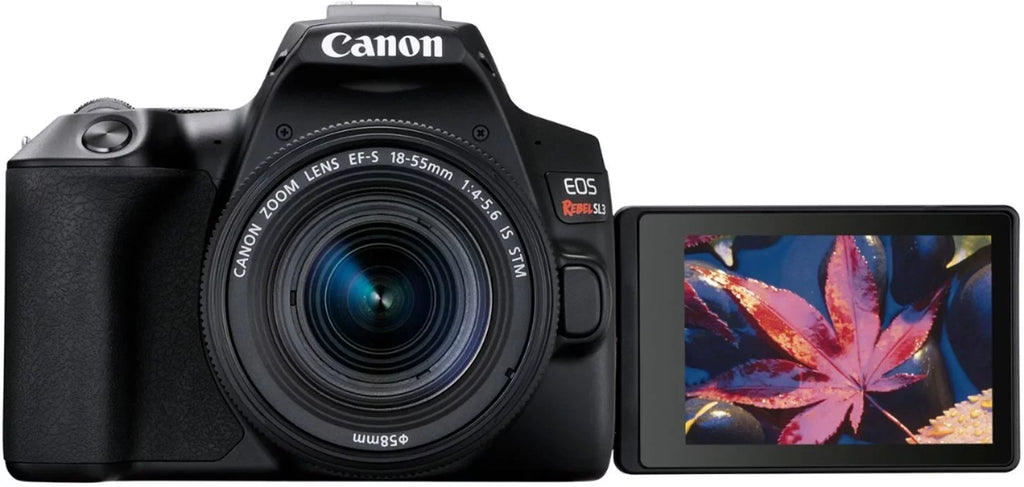Canon EOS Rebel SL3 DSLR with EF-S 18-55mm STM Lens, 32GB Memory, Case, Flash, and Accessory Bundle