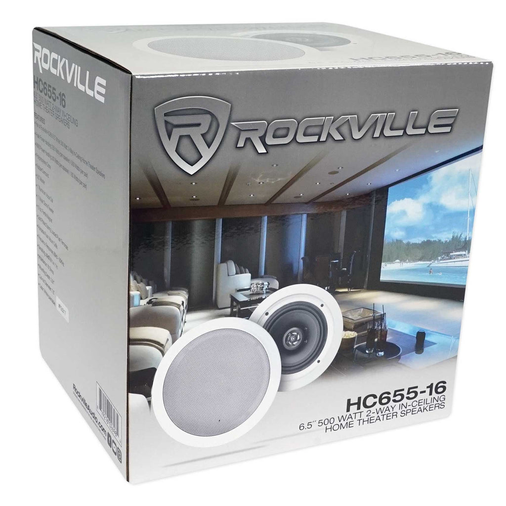Rockville LED Tube Amp/Home Theater Receiver+(8) 6.5" White Ceiling Speakers
